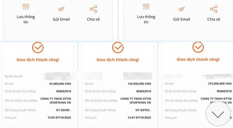 Chị M. liên tục chuyển tiền cho nhóm lừa đảo - Ảnh Công an Hà Tĩnh.