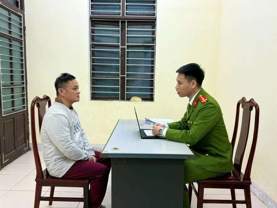 Đối tượng cầm đầu Bạch Trung Sang - Ảnh Công an Hà Tĩnh.