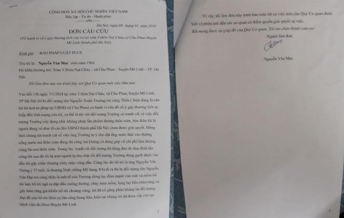 Đơn thư của gia đình ông Nguyễn Văn Mai gửi lên báo Phapluatplus.vn