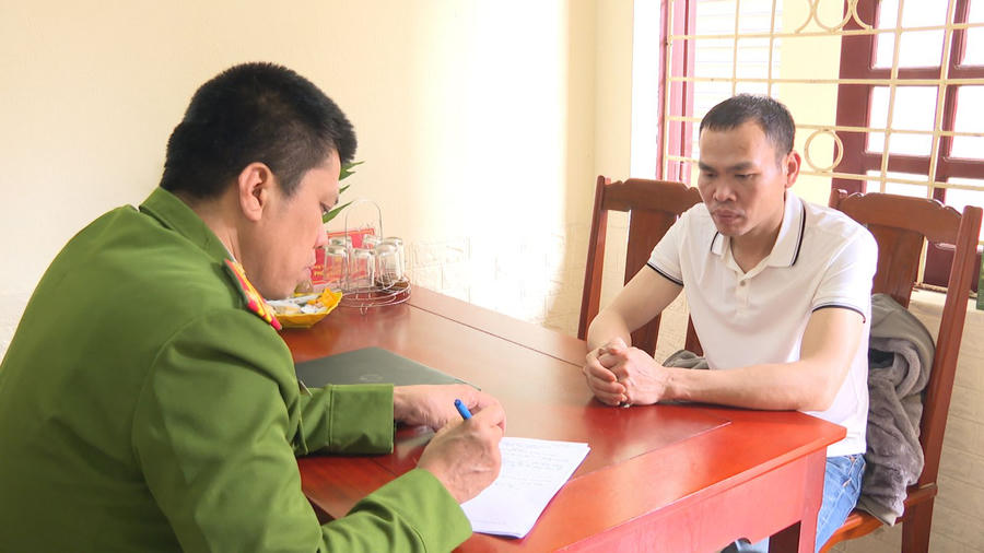 Lê Xuân Phúc tại cơ quan Công an.