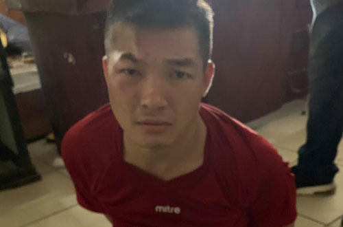 Đối tượng Quang tại cơ quan Công an.