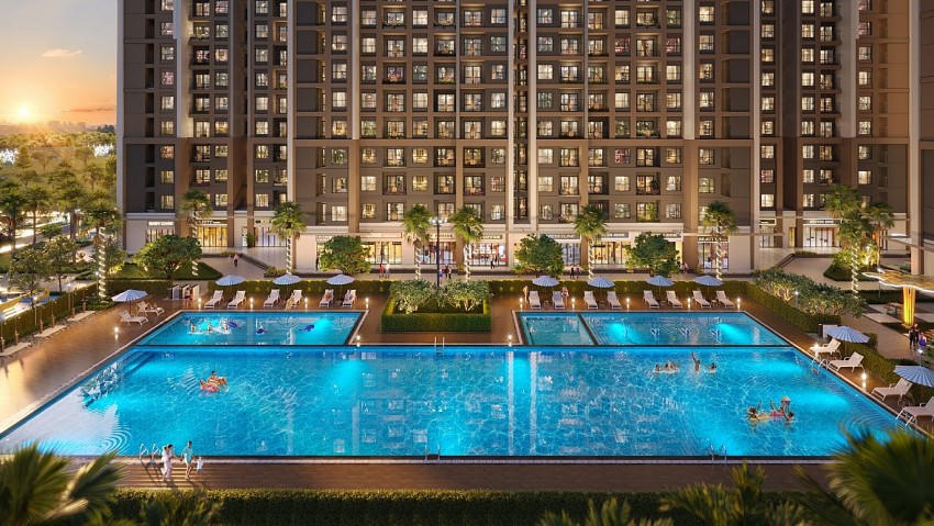 Khu bể bơi có diện tích lên đến 1.700m2 tại The Sola Park.