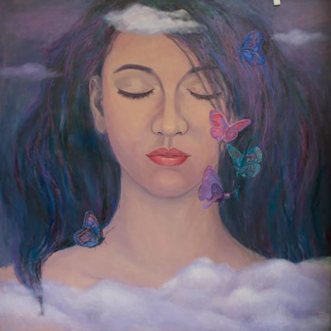 Tác phẩm sơn dầu "Hồn bướm mơ tiên" của Họa sỹ Tào Hương. Ảnh: BTC