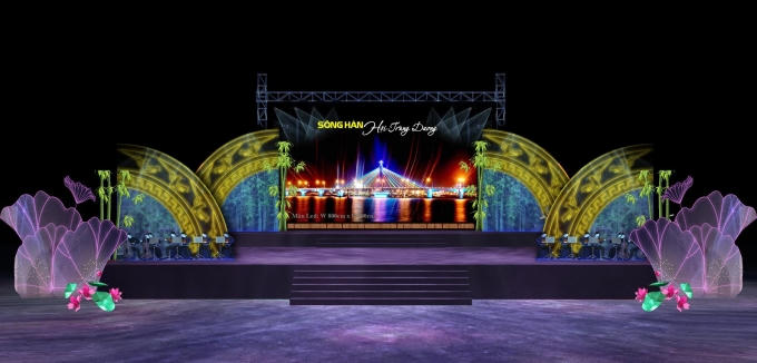 Phối cảnh sân khấu trong chương trình: Sông Hàn - Hội Trùng dương.