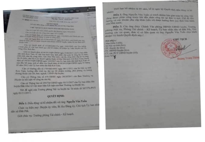 Quyết định bổ nhiệm của ông Nguyễn Văn Tuấn.