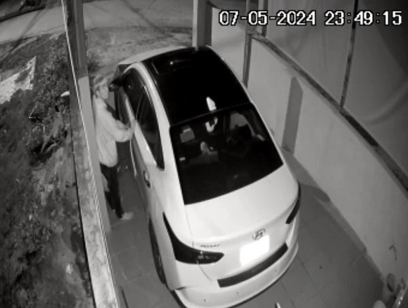Hình ảnh camera ghi lại cảnh đối tượng Hải thực hiện hành vi trộm cắp tài sản. (Ảnh Công an Quảng Ninh)