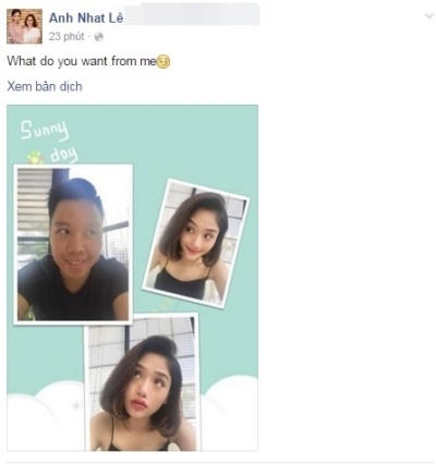 Trên facebook của mình, cô không ngần ngại chia sẻ những hình ảnh với một chàng trai. Ảnh: internet.