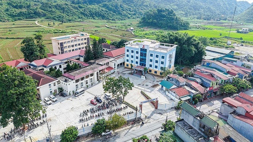 Toàn cảnh công trình Khoa khám bệnh và điều trị Bệnh viện Đa khoa khu vực Quản Bạ.