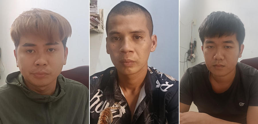 Các đối tượng Phương, Quốc , Nhân tại cơ quan công an. (Ảnh: Báo Tây Ninh)
