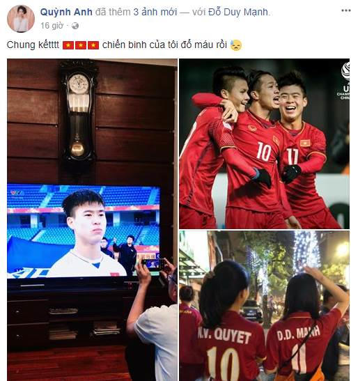 Bạn gái cổ vũ cho Duy Mạnh trong mùa giải U23 châu Á vừa qua.