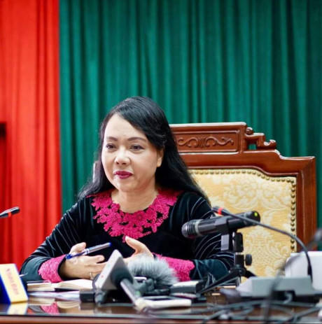Bộ trưởng Bộ Y tế Nguyễn Thị Kim Tiến tại buổi gặp mặt báo chí cuối năm (ảnh: TH).