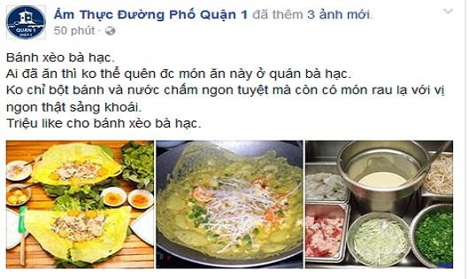Fanpage “Ẩm thực đường phố quận 1” nhằm mục đích giúp người bán hàng rong tiếp thị, bán sản phẩm của mình.