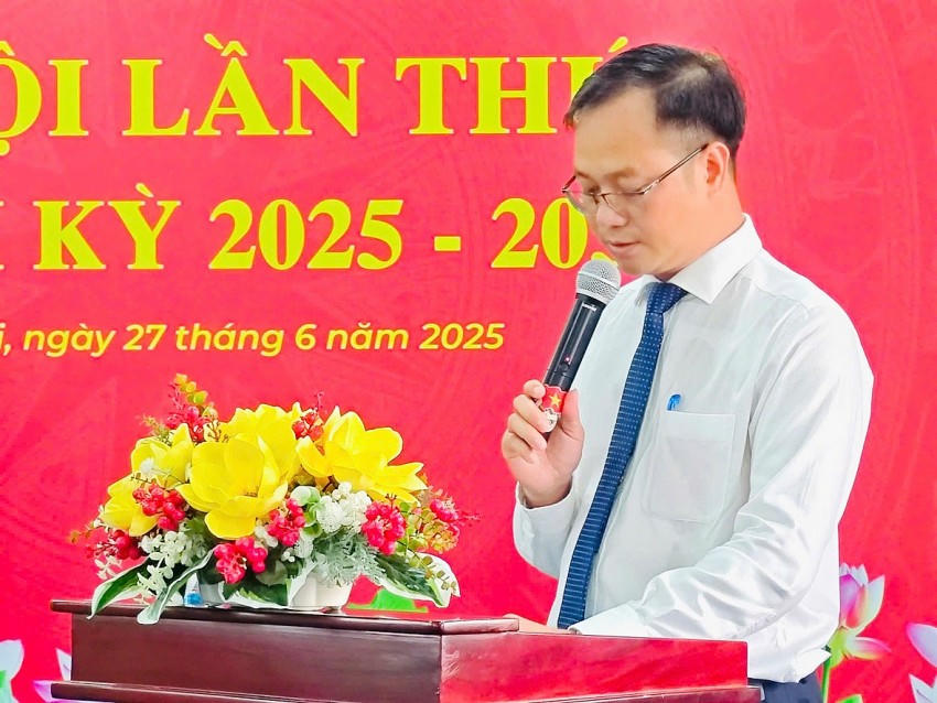 Ông Đặng Quốc Nghi - Bí thư Chi bộ Hội Doanh nhân trẻ tỉnh Đồng Nai nhiệm kỳ 2025-2030 phát biểu.