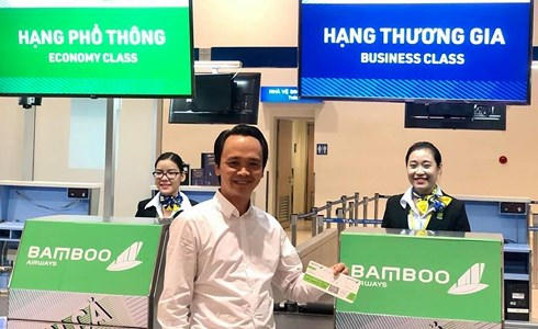 Chủ tịch FLC Trịnh Văn Quyết trong ngày Bamboo Airways cất cánh. Ảnh: FB Trịnh Văn Quyết.