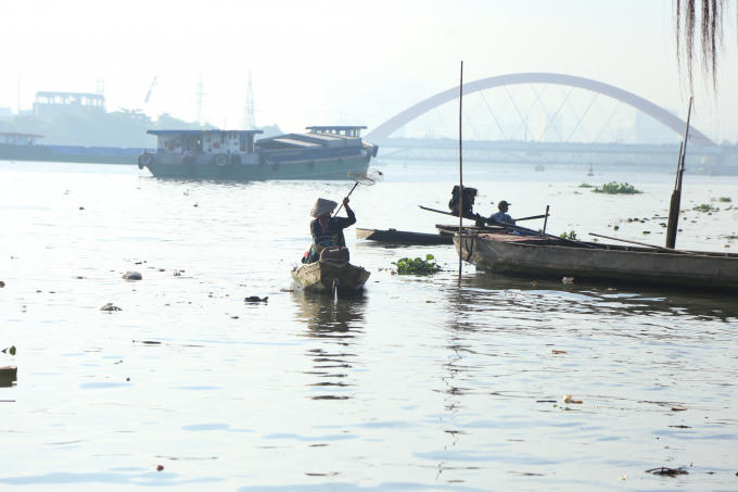 Các ghe đã chờ sẵn trên sông.