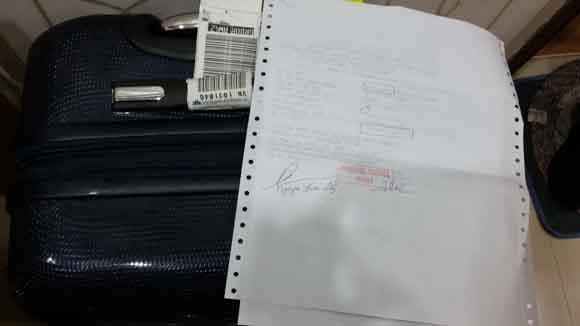 Vali hành lý anh Nguyễn Quốc Dũng nhận lại từ phía Vietnam Airlines.