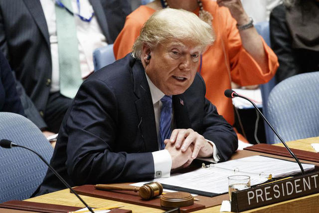 Tổng thống Trump phát biểu tại cuộc họp của Hội đồng Bảo an Liên Hợp Quốc ngày 26/9 (Ảnh: AFP)