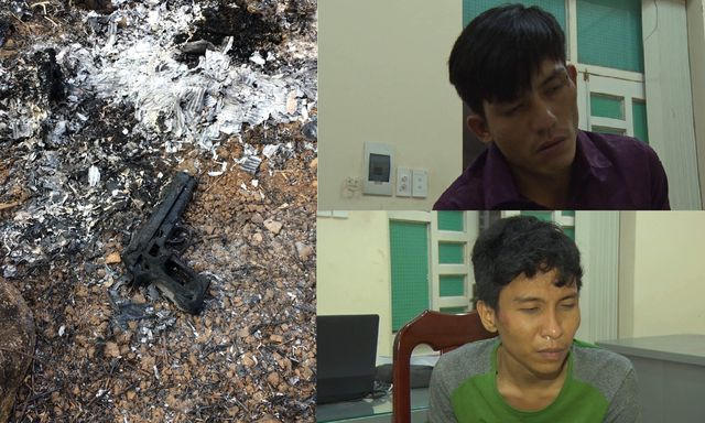 Trần Anh Tuấn và Nguyễn Vũ Hoàng Nam (áo sơ mi sẫm) 2 nghi can gây ra vụ cướp.