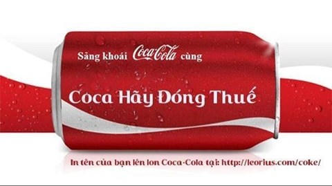 Một ảnh chế được cộng đồng mạng Việt Nam lan truyền khi vụ việc Cocacola lách thuế bị phanh phui.