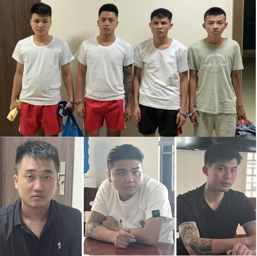 Các đối tượng trong đường dây ma tuý bị bắt giữ. (Ảnh: Công an Thanh Hoá)