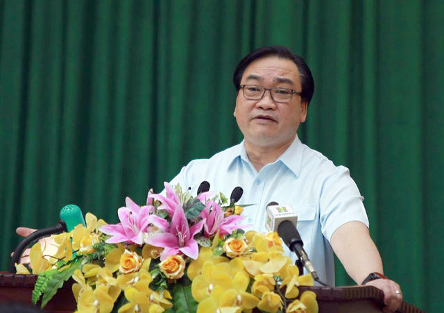 Bí thư Thành ủy Hà Nội - Hoàng Trung Hải phát biểu tại hội nghị.