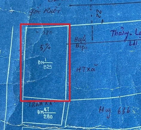 Thửa đất của cụ Lê Thị Nho được đo năm 1985 (ô màu đỏ)
