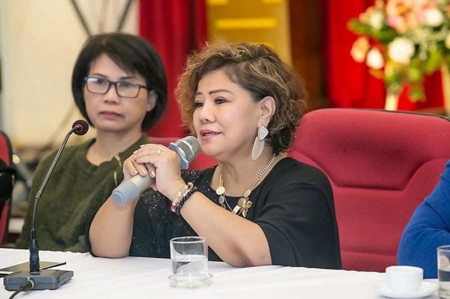 NSND Thanh Hoa - Chủ tịch Hội Bảo vệ quyền nghệ sĩ biểu diễn âm nhạc Việt Nam (APPA). (Ảnh: Ban Tổ chức)