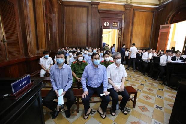 Các bị cáo tại tòa. (Nguồn ảnh: Báo SGGP)