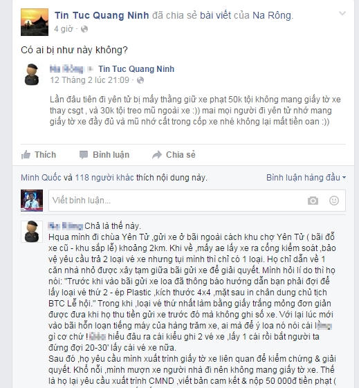 Dòng chia sẻ đầy bức xúc của thành viên N.R. trên trang face book cá nhân.