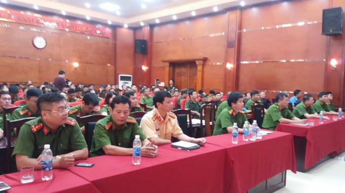 Toàn cảnh lễ ra quân của Công an quận Thanh Xuân.