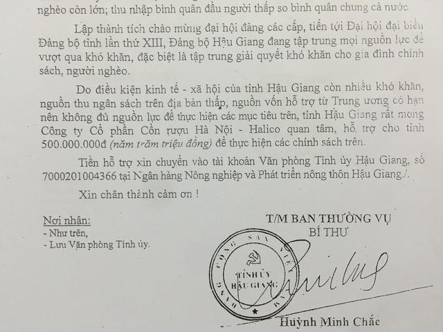Từ khi ông Mai Văn Lợi về Halico, chế độ chi tiêu của Công ty này thông thoáng hẳn. Chỉ một công văn của Tỉnh uỷ Hậu Giang, ông này đã ép ban giám đốc xuất chi 500 triệu đồng hỗ trợ địa phương (các năm trước chỉ hỗ trợ tối đa 100 triệu và rất chọn lọc)