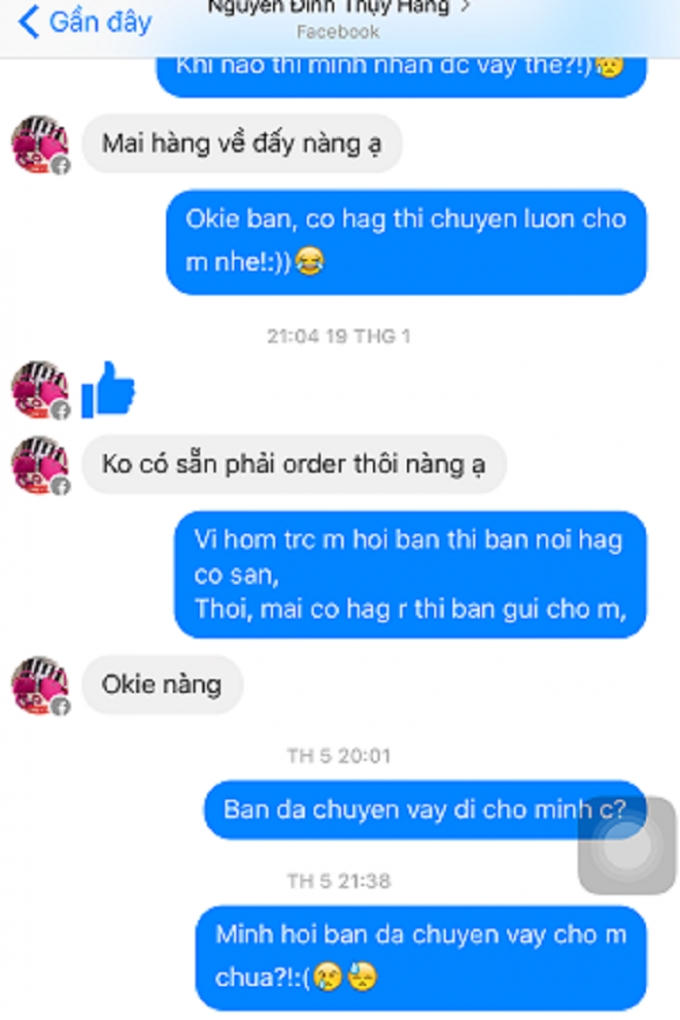 Theo thỏa thuận, sau khi chị Linh chuyển tiền vào tài khoản của Hằng, Hằng sẽ phải giao hàng cho Linh trong thời gian từ 1 đến 2 ngày.