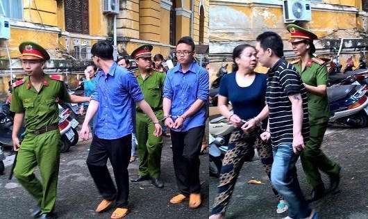 Các bị cáo được dẫn giải đến phiên tòa.