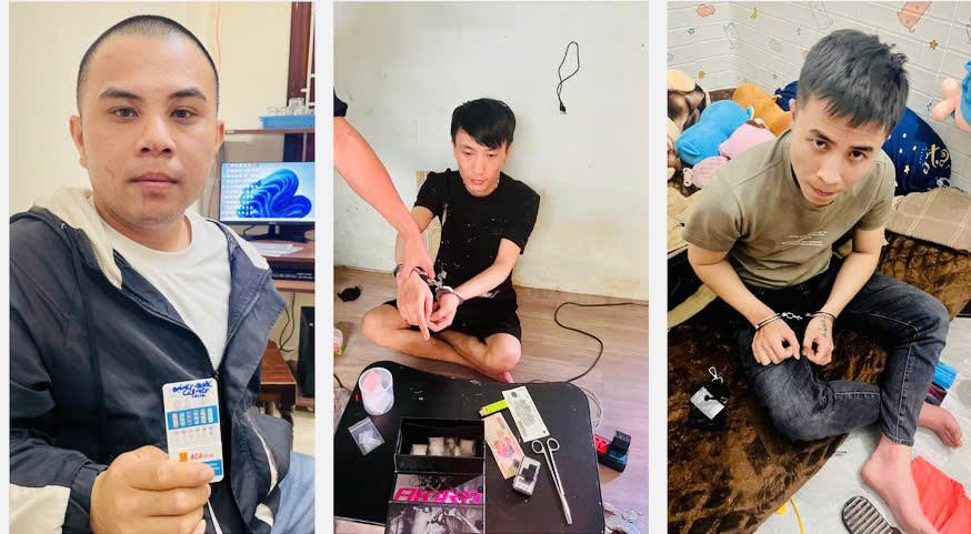 Các đối tượng trong đường dây bị công an tạm giữ. Ảnh: H.P