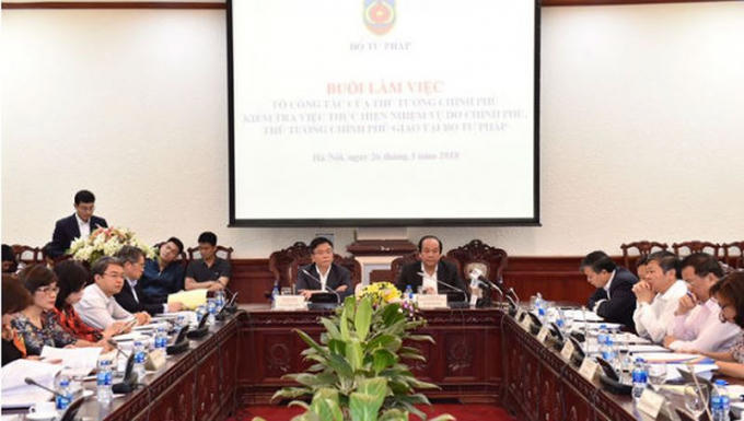 Tổ công tác của Thủ tướng Chính phủ kiểm tra việc thực hiện nhiệm vụ do Chính phủ, Thủ tướng giao tại Bộ Tư pháp.