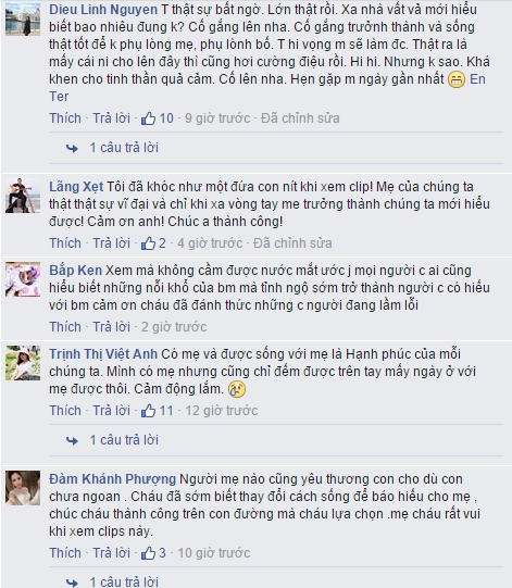 Người xem cũng rớt nước mắt khi xem xong clip. Nguồn: Facebook