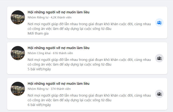 Chỉ cần tìm kiếm trên mạng xã hội, rất nhiều hội nhóm quy tụ những thành phần xấu của xã hội sẽ xuất hiện.