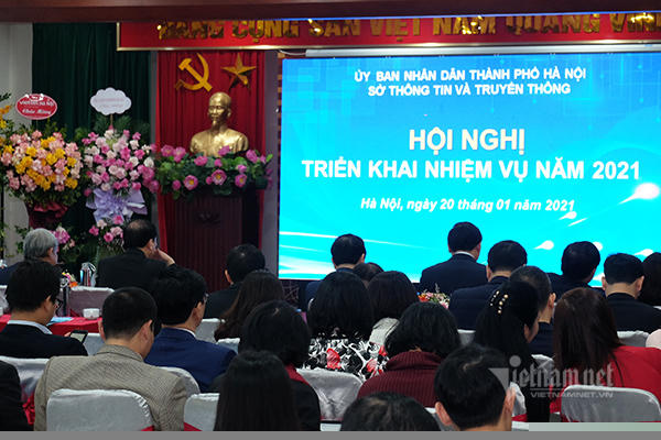 Hội nghị đánh giá kết quả hoạt động năm 2020 của Sở TT&amp;TT Hà Nội. Ảnh: Trọng Đạt