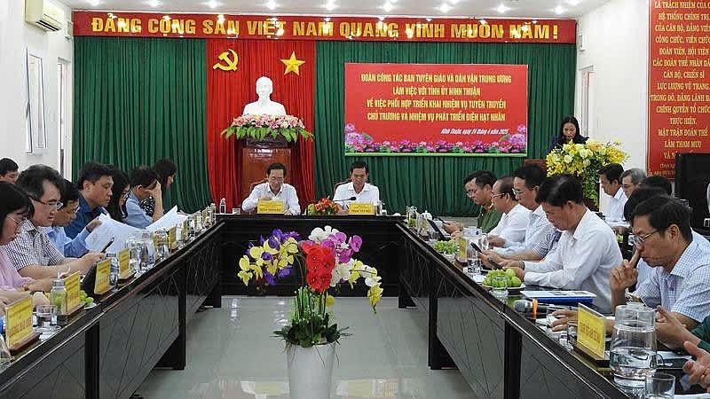 Đoàn công tác của Ban Tuyên giáo và Dân vận Trung ương làm việc với Tỉnh uỷ Ninh Thuận.