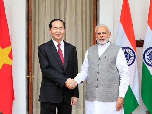 Chủ tịch nước Trần Đại Quang hội đàm với Thủ tướng Ấn Độ Narendra Modi.