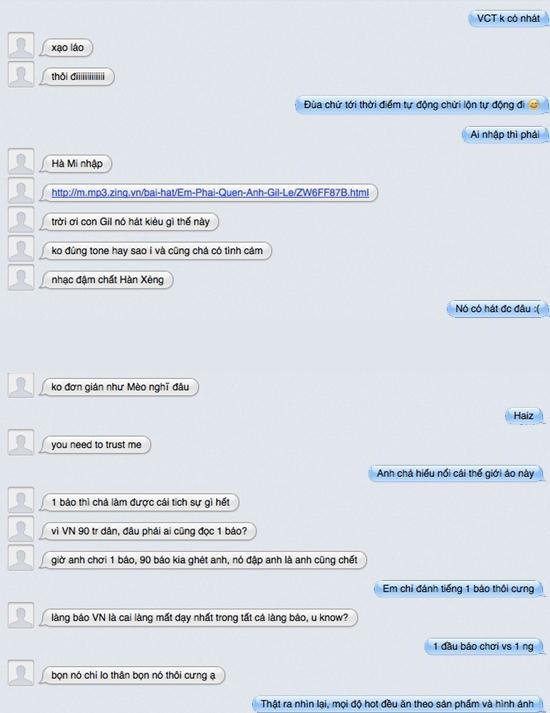 Đoạn tin nhắn 'nói xấu' Gil Lê.