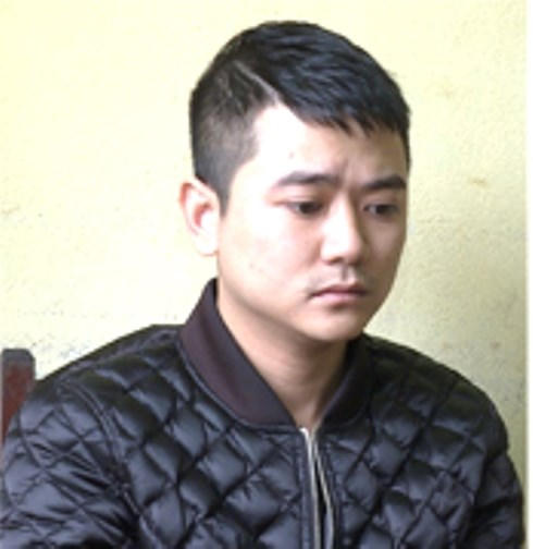 Đối tượng Cao Xuân Thu tại cơ quan Công an.