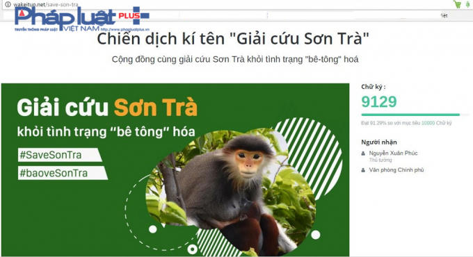 Đã có hơn 9.000 chữ ký trong chiến dịch "Giải cứu Sơn Trà".