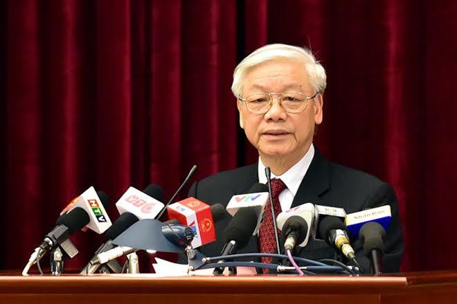 lTổng Bí thư Nguyễn Phú Trọng phát biểu bế mạc phiên họp.