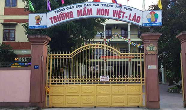 Trường mầm non Việt Lào nơi xảy ra sự việc.