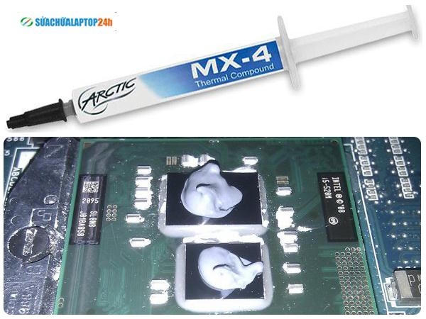 Lau sạch toàn bộ kem tản nhiệt khô cũ thay kem tản nhiệt chuẩn chính hãng MX4.