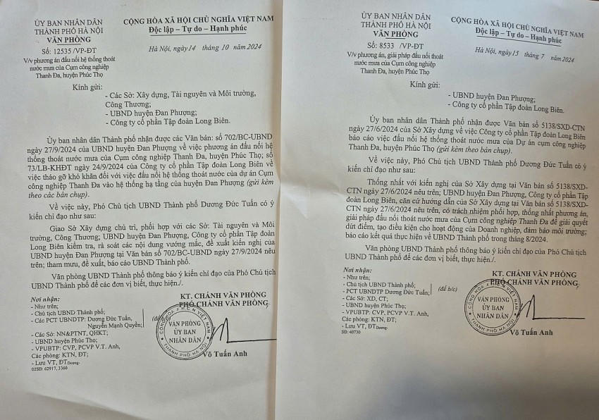 Mặc dù UBND TP Hà Nội đã ban hành nhiều văn bản yêu cầu UBND huyện Đan Phượng thực hiện việc đấu nối hệ thống thoát nước mưa và nước thải qua địa bàn xã Phương Đình để Cụm công nghiệp Thanh Đa đi vào hoạt động nhưng đến nay vẫn chưa được thực hiện.