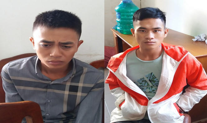 Hai đối tượng tại cơ quan điều tra.