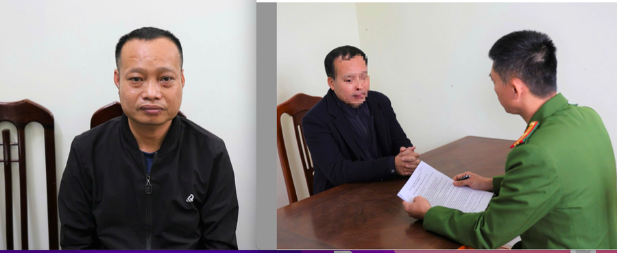 Hai anh em Phạm Ngọc Tuyên và Phạm Ngọc Tuân tại cơ quan Công an. Ảnh Công an tỉnh Nam Định.