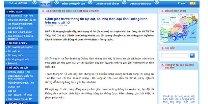 Thông tin cảnh báo được đăng tải trên Cổng thông tin điện tử tỉnh Quảng Ninh.